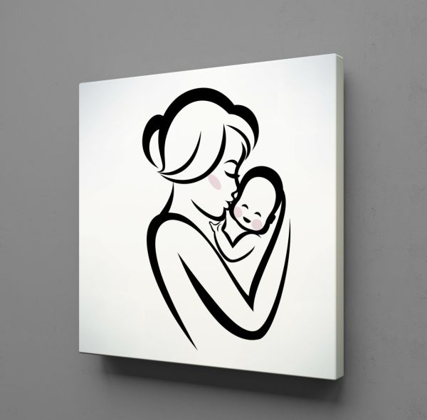 BEBEĞİNİ ÖPEN ANNE KANVAS TABLO