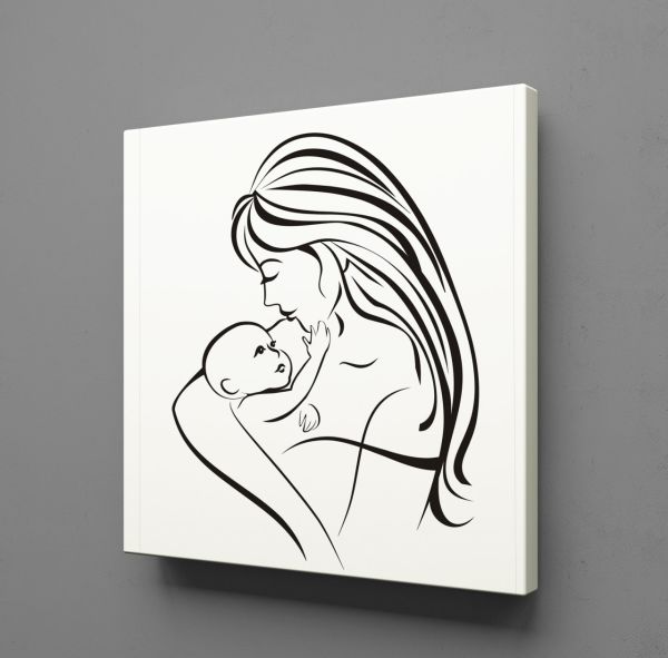 BEBEĞİYLE İLGİLENEN ANNE KANVAS TABLO