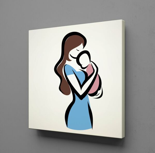 BEBEĞİNİ KUCAĞINA ALAN ANNE KANVAS TABLO