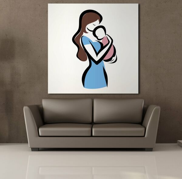 BEBEĞİNİ KUCAĞINA ALAN ANNE KANVAS TABLO
