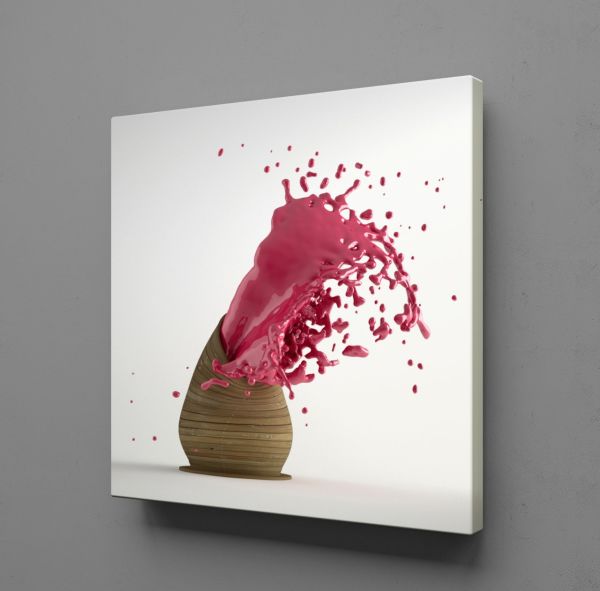 PEMBE SIÇRAYAN BOYA KANVAS TABLO