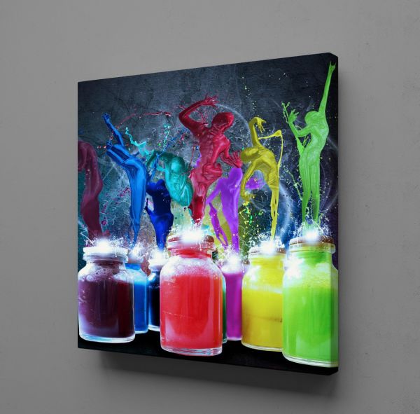 RENKLİ DANS EDEN BOYALAR KANVAS TABLO