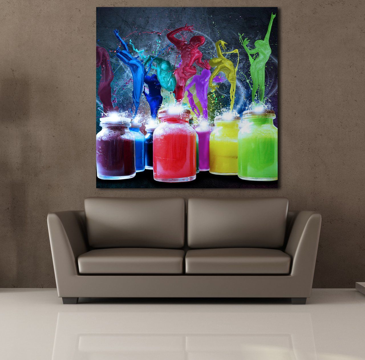 RENKLİ DANS EDEN BOYALAR KANVAS TABLO