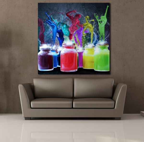 RENKLİ DANS EDEN BOYALAR KANVAS TABLO