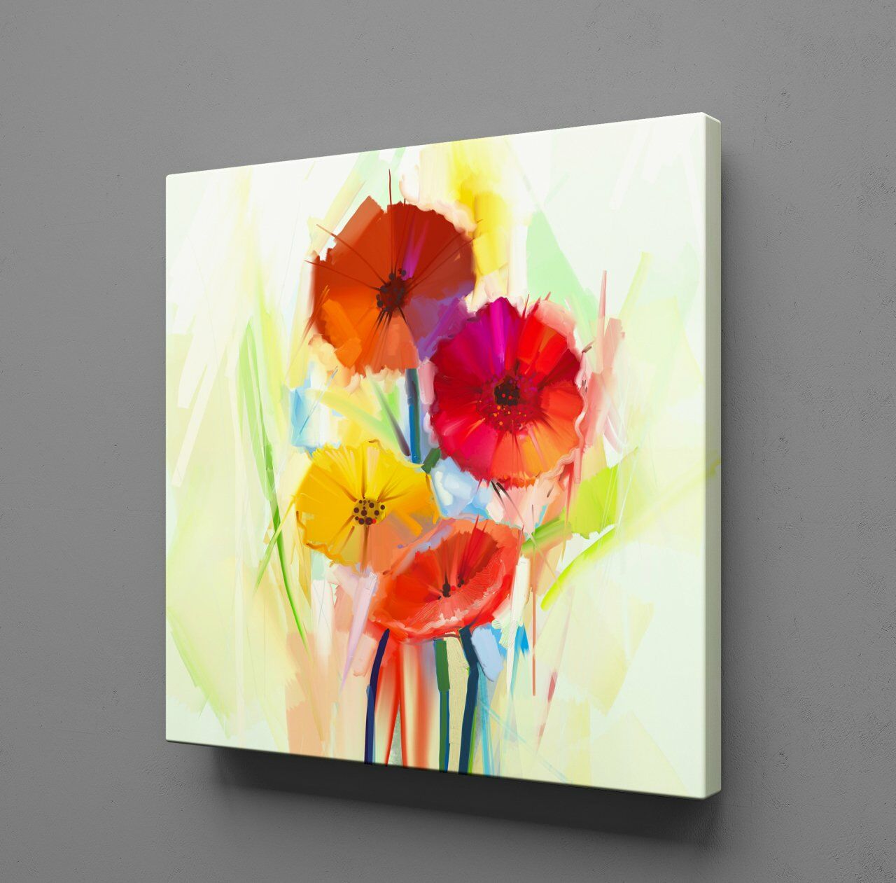 RENKLİ SOYUT ÇİÇEKLER KANVAS TABLO