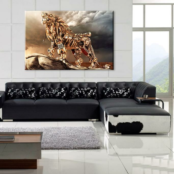 Aslan Mekanik Kanvas Tablo