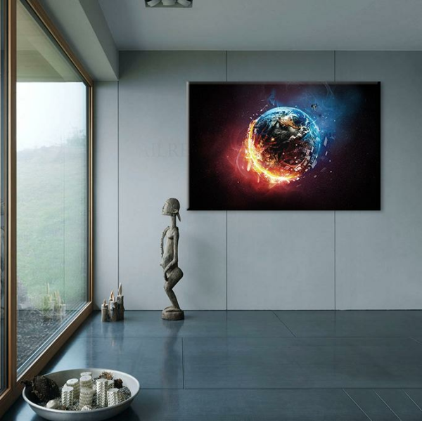 Dünya Ateş Ve Su Kanvas Tablo