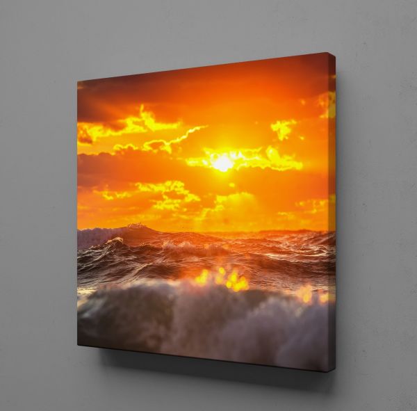 DALGALAR ARASINDAN DOĞMUŞ GÜNEŞ KANVAS TABLO