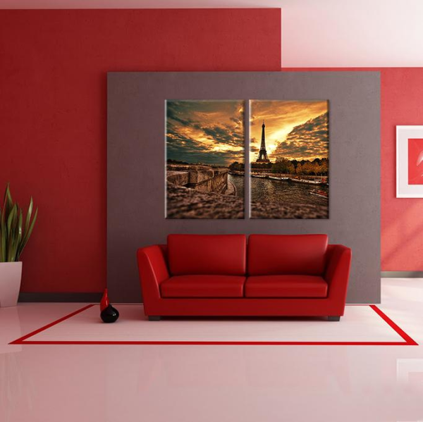 Eyfel Kulesi Ve Nehir Kanvas Tablo