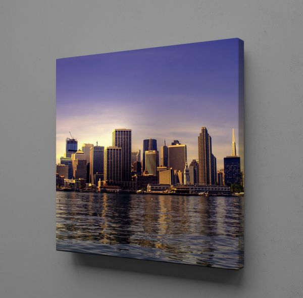 DENİZ MANZARALI ŞEHİR KANVAS TABLO