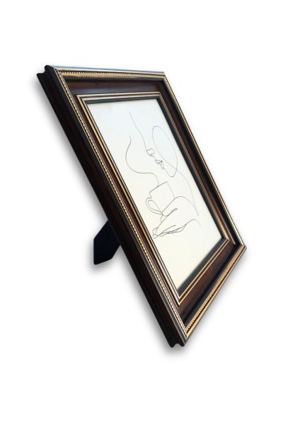 Kahverengi Altın Renk Desenli Resim Çerçeve 15*21