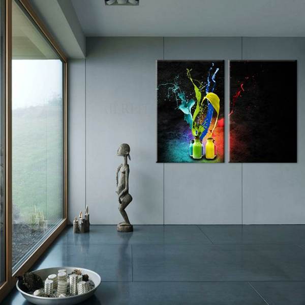 Naturel Boya Şişeleri Kanvas Tablo