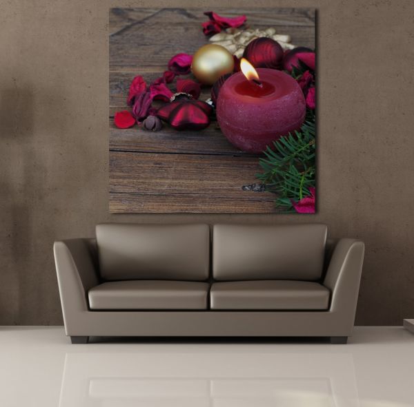 TEK KIRMIZI MUM KANVAS TABLO