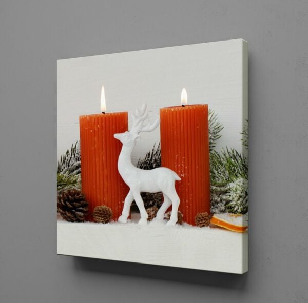 İKİLİ TURUNCU MUM KANVAS TABLO