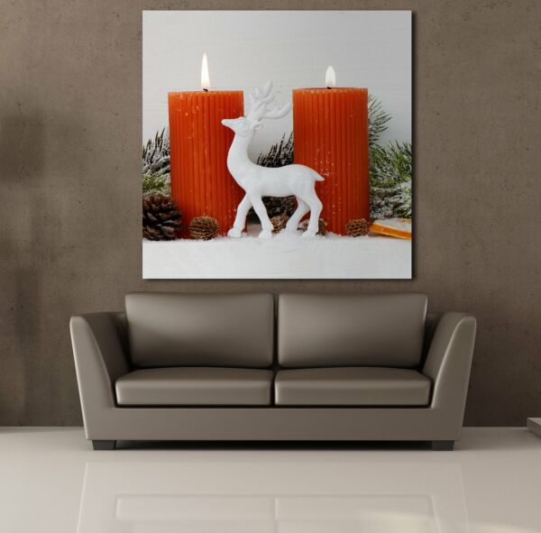 İKİLİ TURUNCU MUM KANVAS TABLO