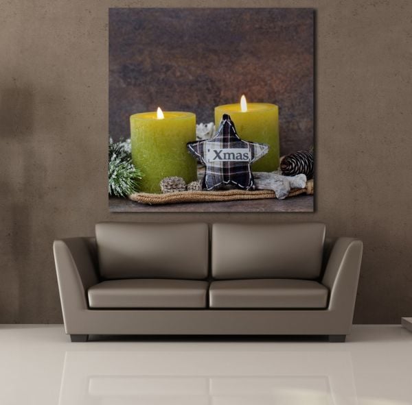 İKİLİ YEŞİL MUM KANVAS TABLO