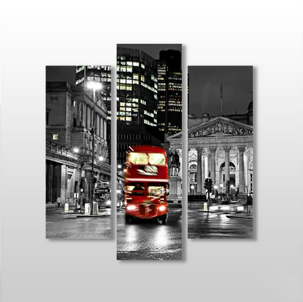 Otobüs Gece Sokaklar  Kanvas Tablo