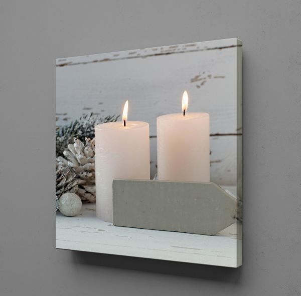 İKİLİ BEYAZ MUM KANVAS TABLO