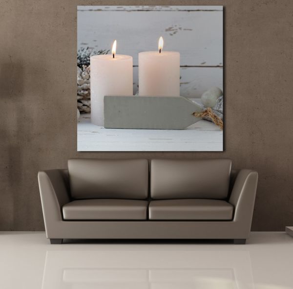 İKİLİ BEYAZ MUM KANVAS TABLO