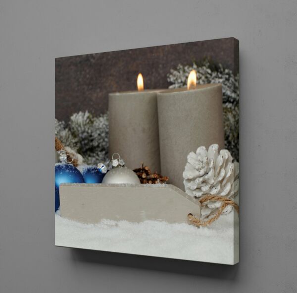 İKİLİ GRİ MUM KANVAS TABLO