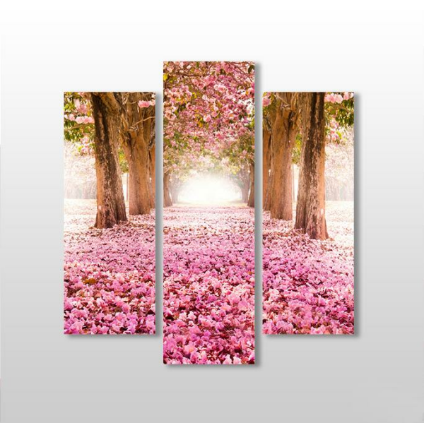 Pembe Çiçekli Yol  Kanvas Tablo