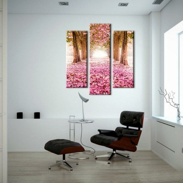 Pembe Çiçekli Yol  Kanvas Tablo