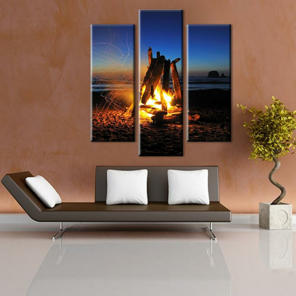 Sahil Ve Ateş  Kanvas Tablo