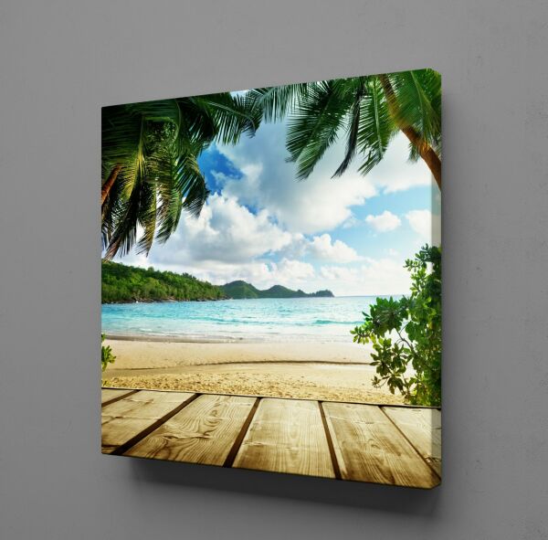 İSKELE AĞAÇLAR ARASINDA KANVAS TABLO