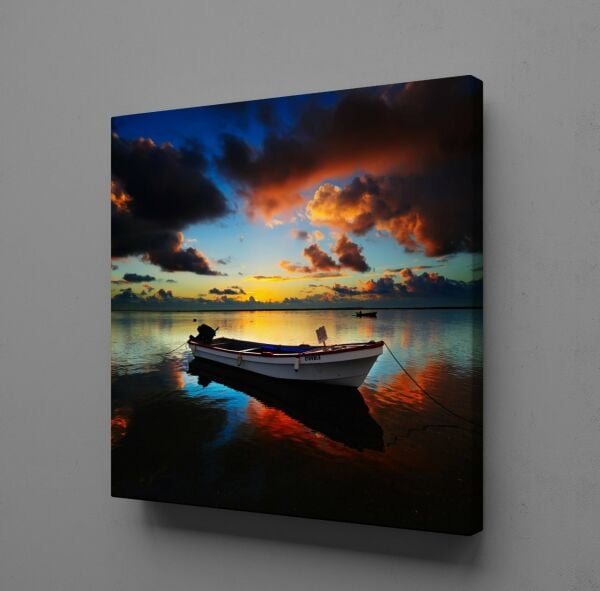 SAHİLDE KAYIK KANVAS TABLO