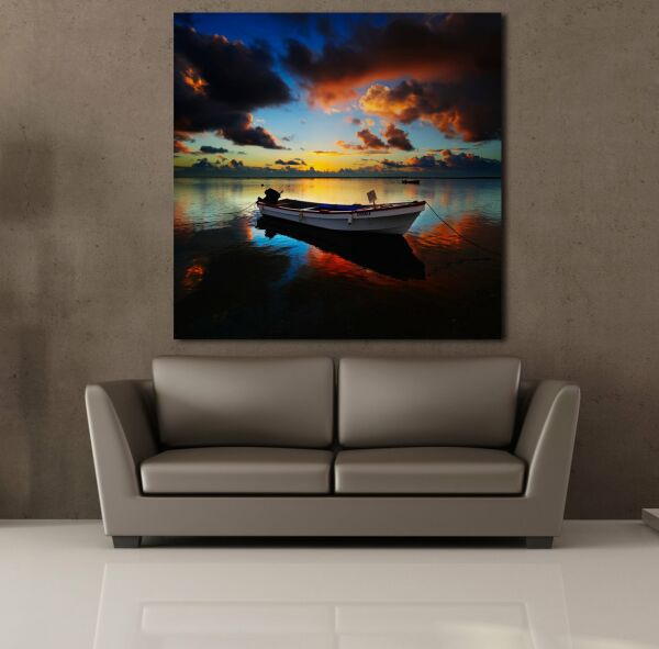 SAHİLDE KAYIK KANVAS TABLO