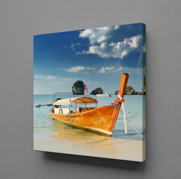 SAHİLDEKİ KAYIK KANVAS TABLO