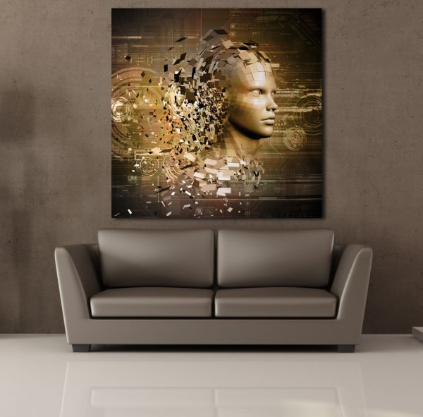 GOLD ROBOT KANVAS TABLO