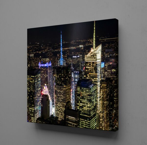 GECE IŞIKLI ŞEHİR MANZARASI KANVAS TABLO