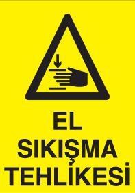 El Sıkışma Tehlikesi Uyarı Levhası