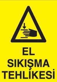 El Sıkışma Tehlikesi Uyarı Levhası