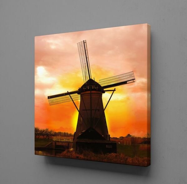 GÜN DOĞUŞU VE BATIŞI DEĞİRMEN KANVAS TABLO