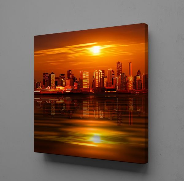 GÜN DOĞUŞU VE BATIŞI GÜNEŞİN DENİZE YANSIMASI KANVAS TABLO