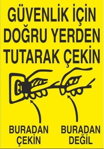 Güvenlik İçin Doğru Yerden Tutarak Çekin Uyarı Levhası
