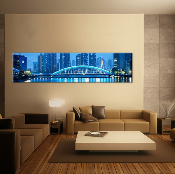 Mavi Yansıma Şehir Kanvas Tablo