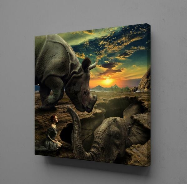 FİL VE KADIN KANVAS TABLO