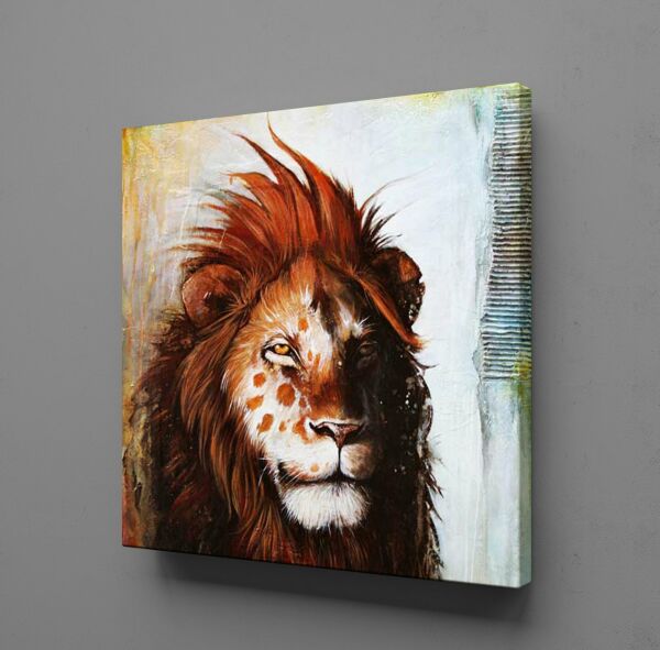 KAHVERENGİ ASLAN KANVAS TABLO