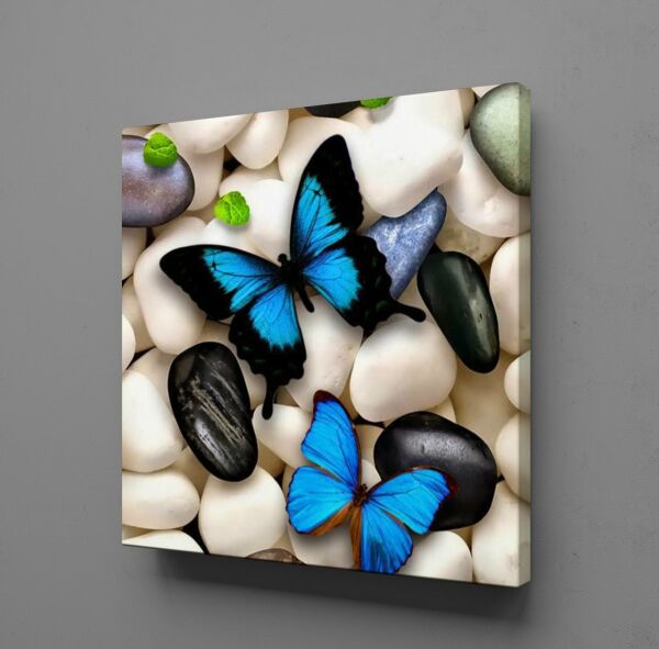 MAVİ KELEBEKLER KANVAS TABLO