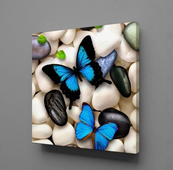 MAVİ KELEBEKLER KANVAS TABLO