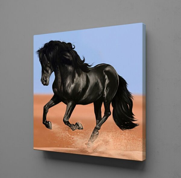 SİYAH AT KANVAS TABLO