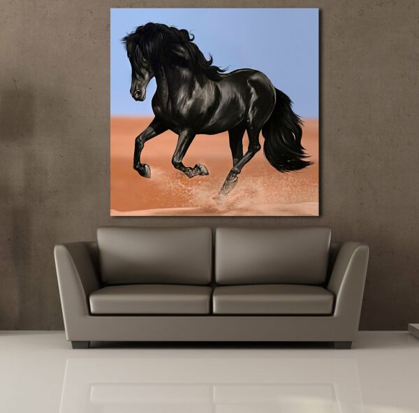 SİYAH AT KANVAS TABLO