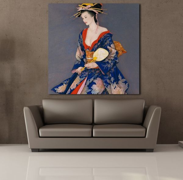 JAPON KADIN TEMALI KANVAS TABLO