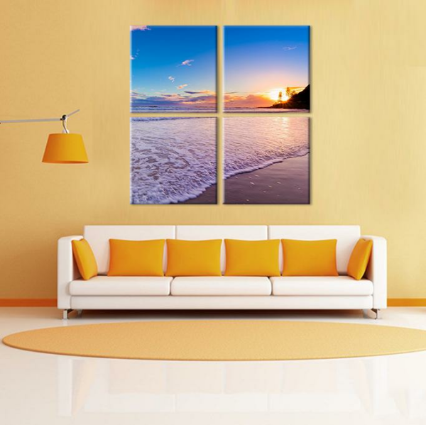 Gün Batımı Ve Kumsal Kanvas Tablo