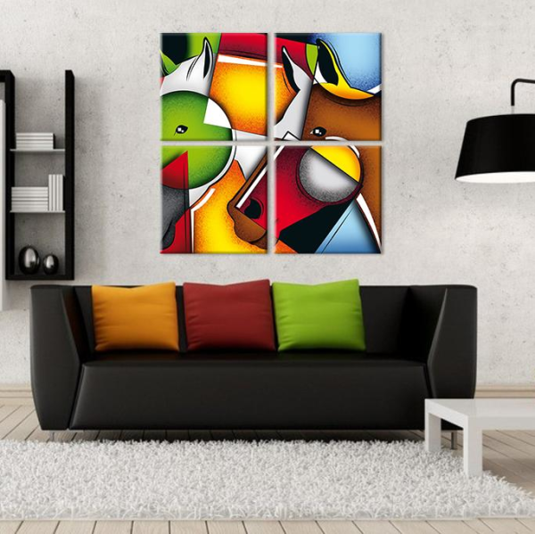 Renkli Atlar Kanvas Tablo