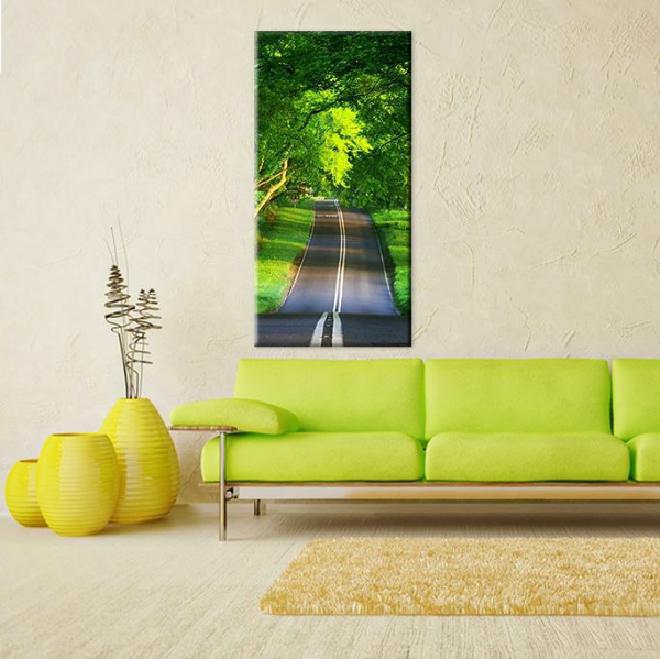 Ağaçlı Yeşil Yol Kanvas Tablo