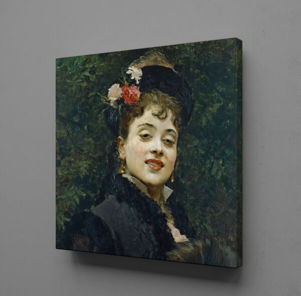 SİYAH ELBİSELİ FRANSIZ KADIN KANVAS TABLO